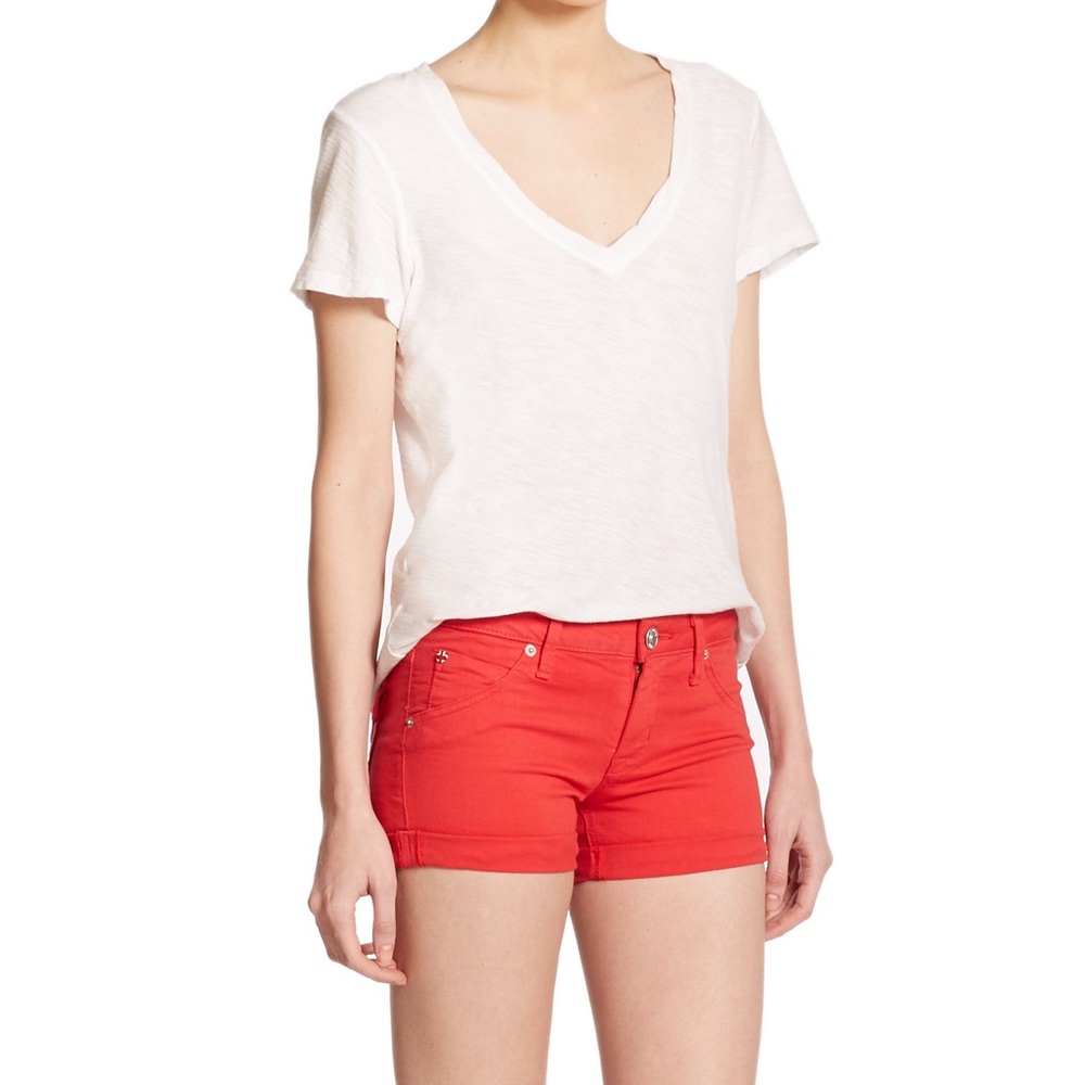 Hudson Red Hampton cuffed Denim shorts